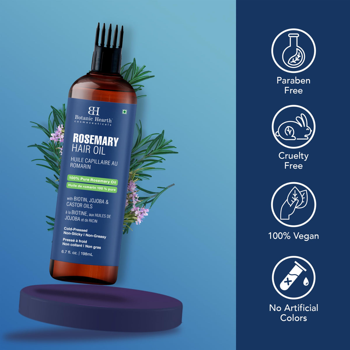 Botanic Hearth Rosemary Hair Oil for Hair & Scalp, 6.7 Fl Oz