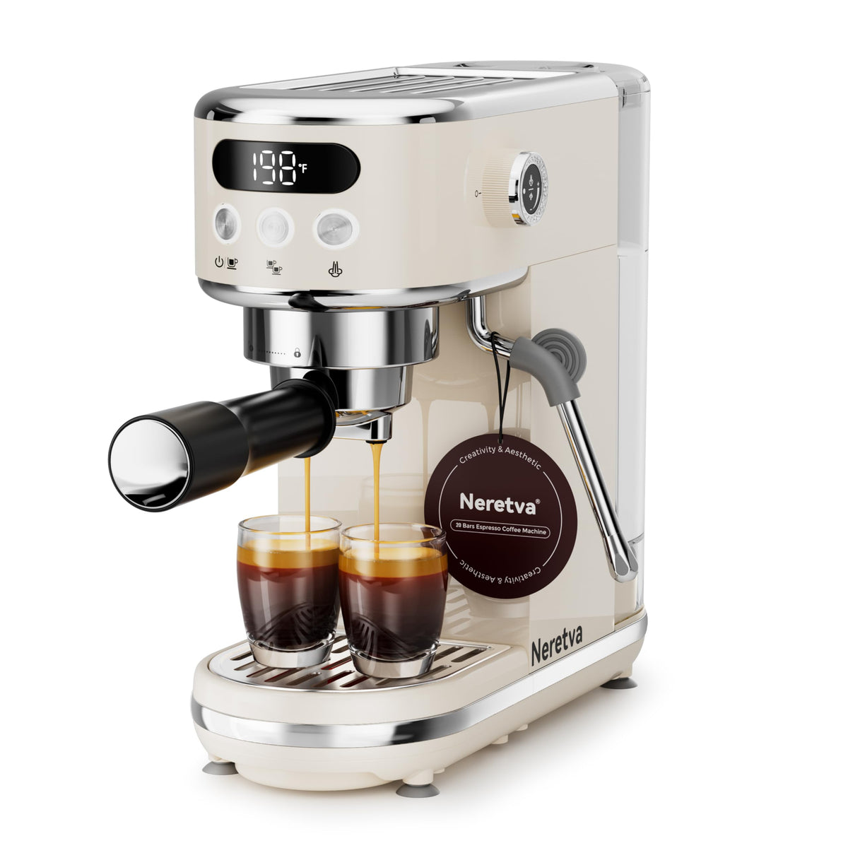 Neretva 20 Bar Espresso Machine Super Compact Espresso Coffee Machine-Beige