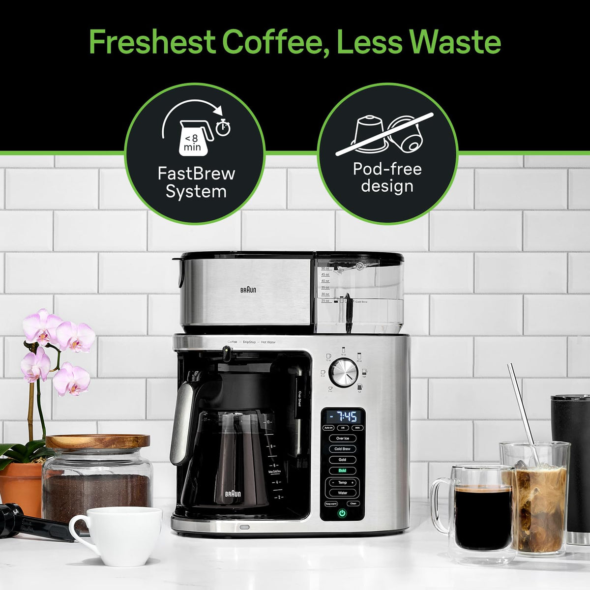 Braun MultiServe Plus 10-Cup Drip Coffee Maker, Hot Water Dispenser
