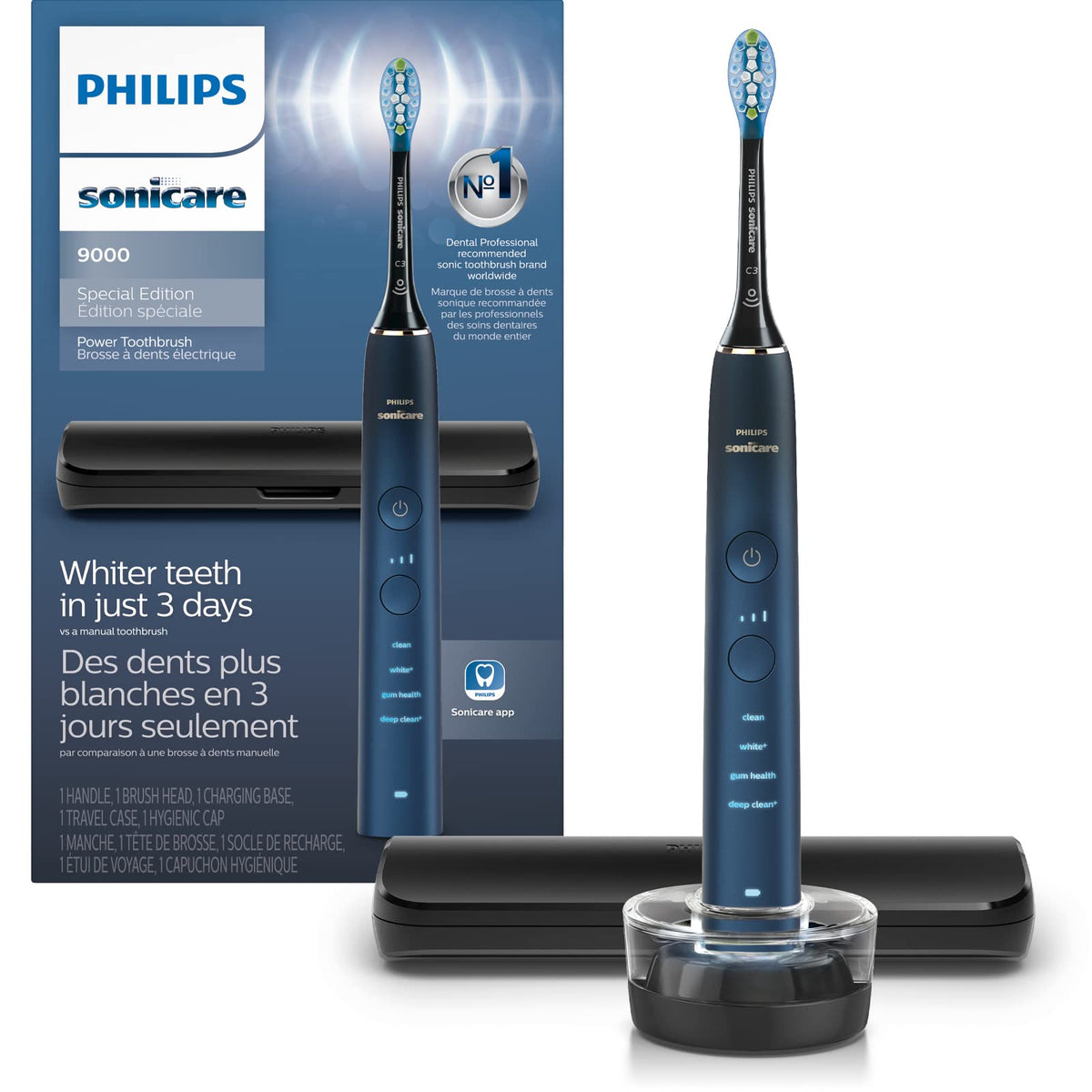 Philips Sonicare DiamondClean 9000 Electric Toothbrush, 1 Brush Head, Aqua
