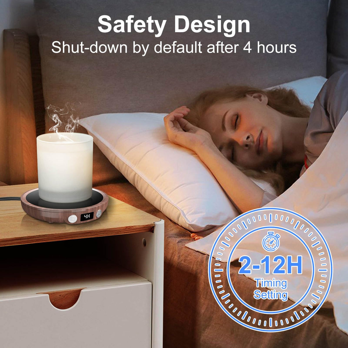 Mug Warmer Coffee Warmer for Desk with 3Temperature Control 130 ℉/150 ℉/176 ℉,2-12Hrs Auto Shut Off,Mug Warmer for Beverage, Coffe Cup Warmer for Home & Office Ideal for Coffee Lovers(Woodgrain Color)