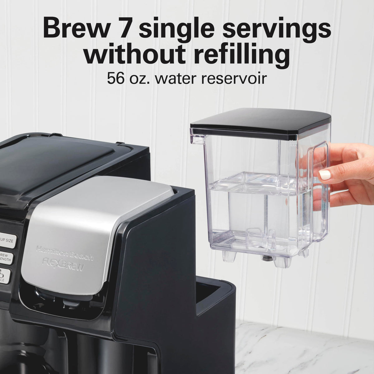 Hamilton Beach FlexBrew Trio 3-Way Coffee Maker, Single Serve & 12 Cup Drip Coffee Maker, Pod & Ground Coffee Compatible, Fast Brewing, Programmable, 56 oz Reservoir, Black (49902C)