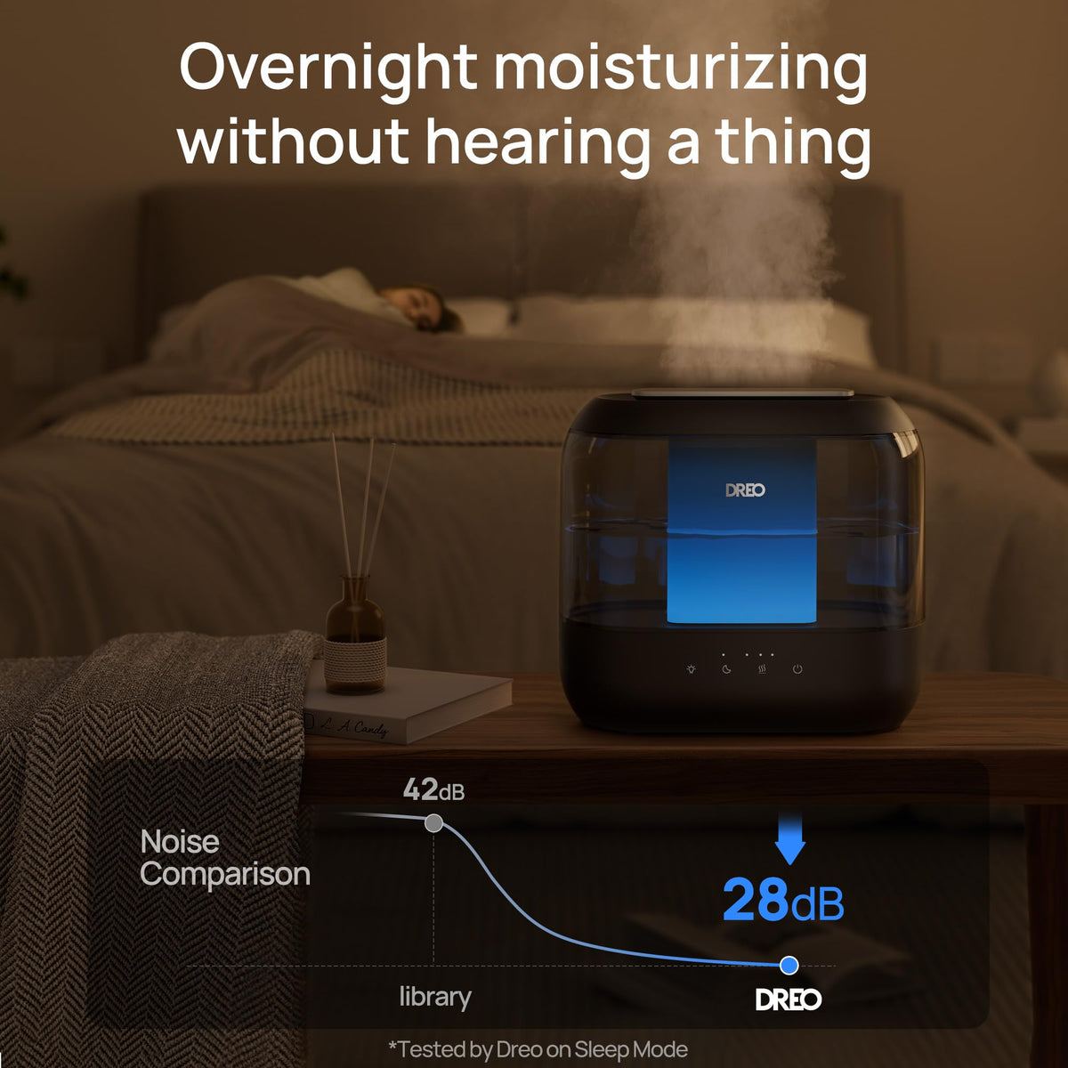 DREO Humidifiers for Bedroom 4L Top Fill Cool Wide Mist Outlet 36H Lasting