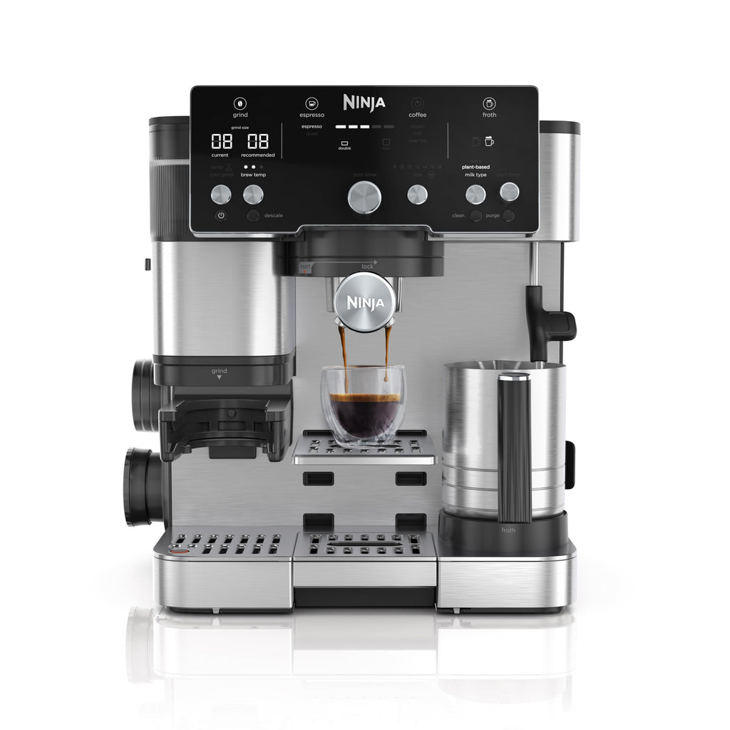 Ninja Luxe Café Essential Series, Espresso Machine and Drip Coffee Maker, Integrated Grinder, Assisted Tamper, Hands-Free Frother, for Cappuccinos and Lattes, Dairy or Non-Dairy. ES501C