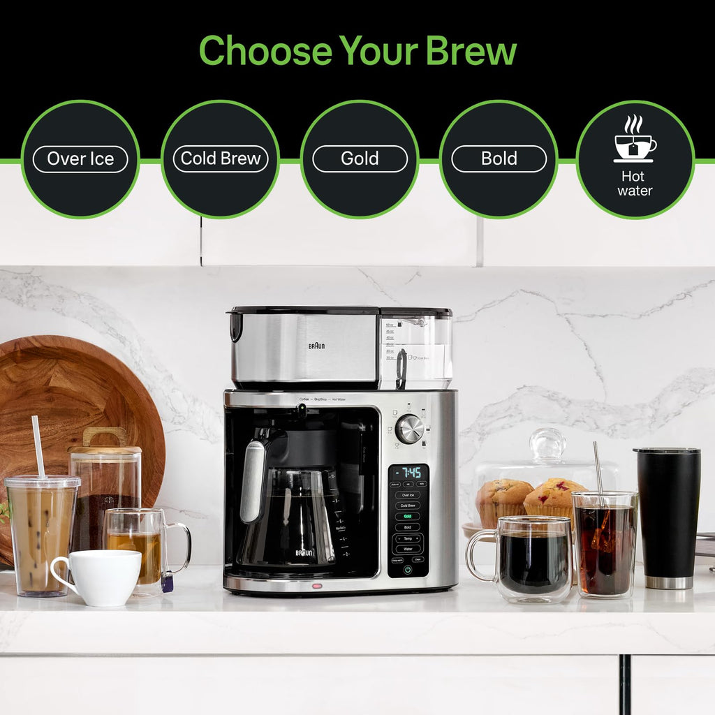 Braun MultiServe Plus 10-Cup Drip Coffee Maker, Hot Water Dispenser