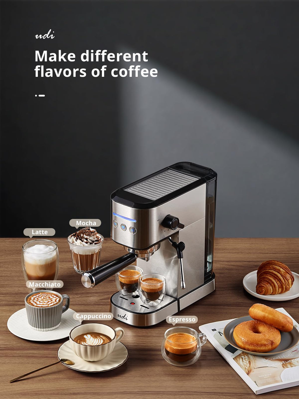 UDI Espresso Machine with Milk Frother, Professional Espresso Maker