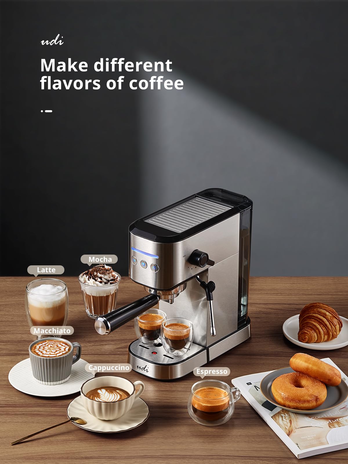 UDI Espresso Machine with Milk Frother, Professional Espresso Maker