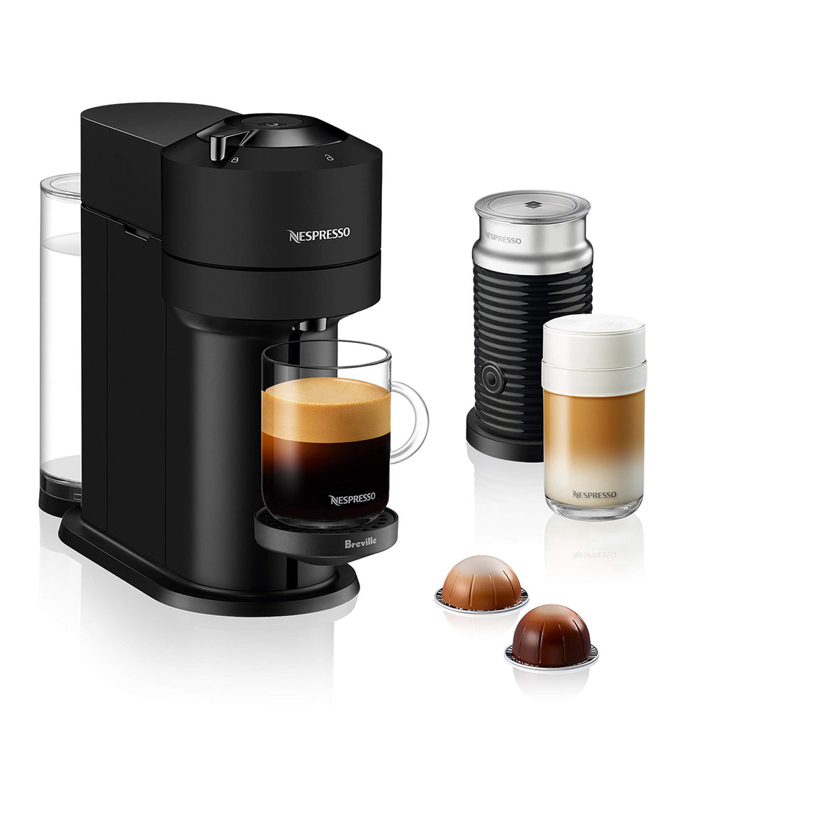 Nespresso Vertuo Next Pod Coffee Maker Matte Black with Milk Frother