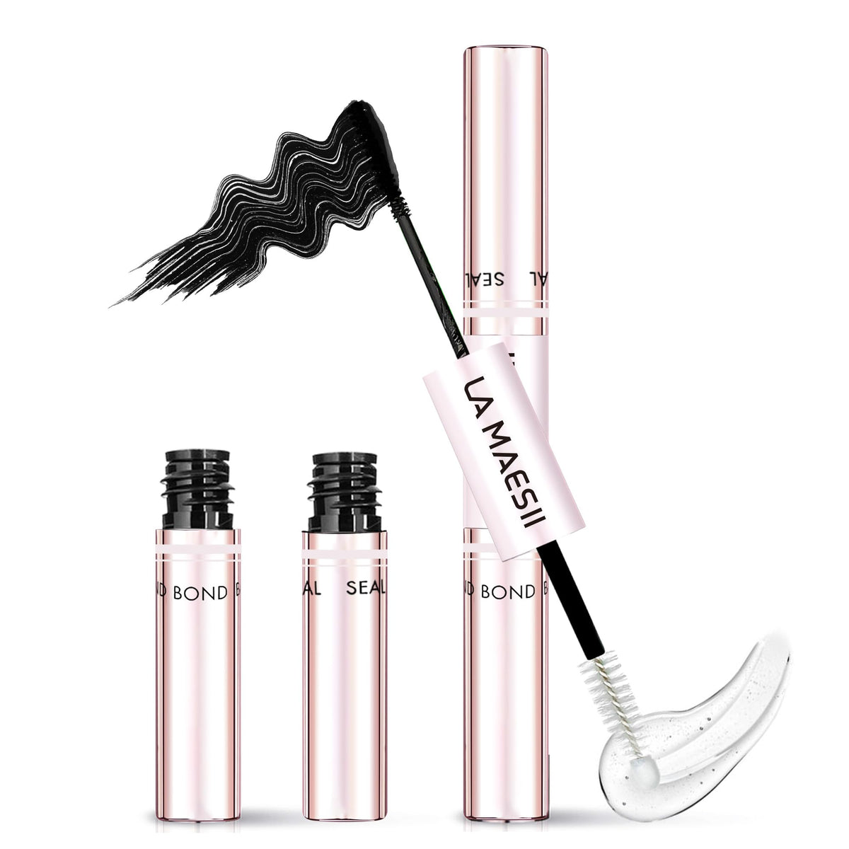 LA MAESII Lash Cluster Glue, 2 in 1 Lash Bond and Seal, Black Eyelash Glue