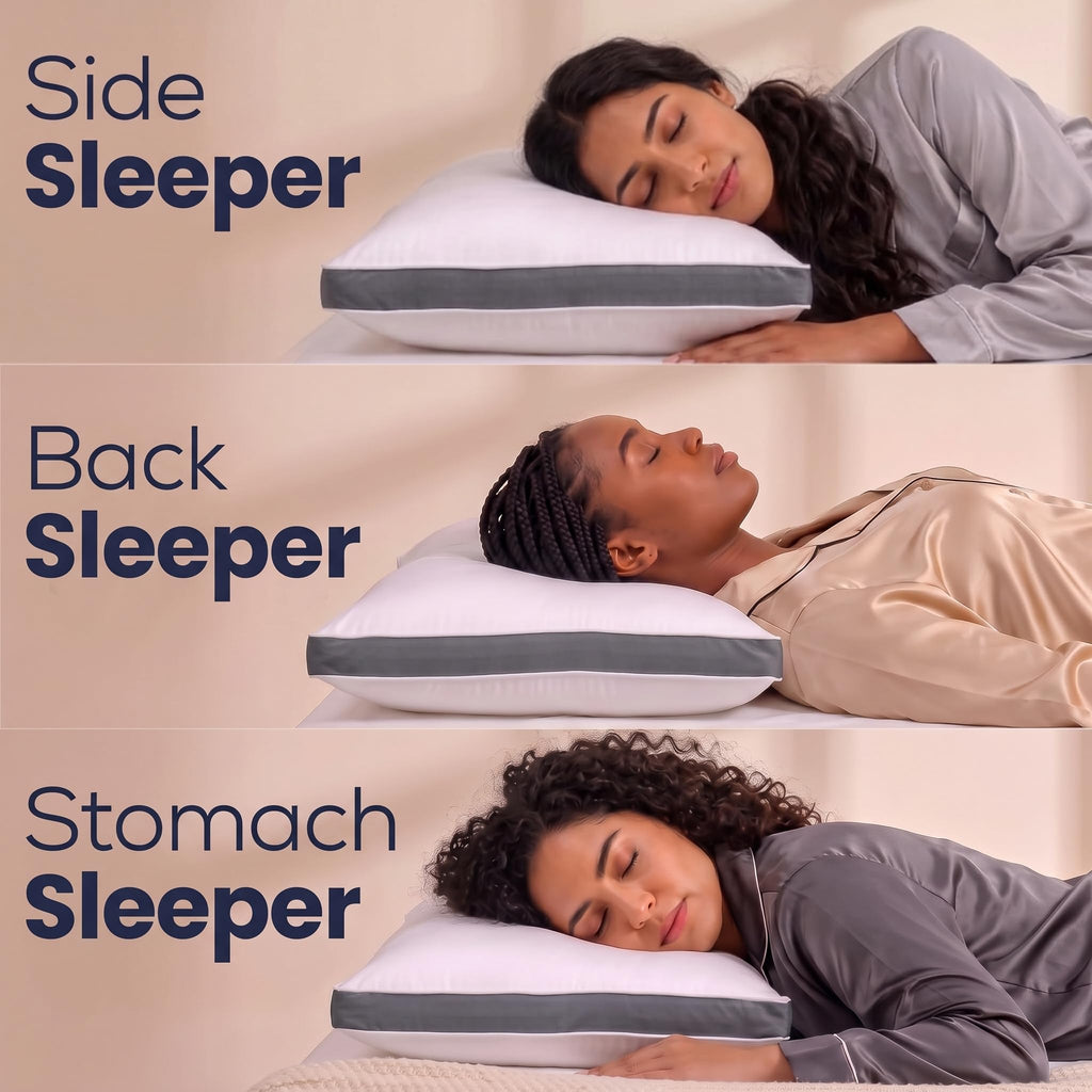 Utopia Bedding Gusset Bed Pillow, Hotel Pillows Queen Size Set of 2, Grey