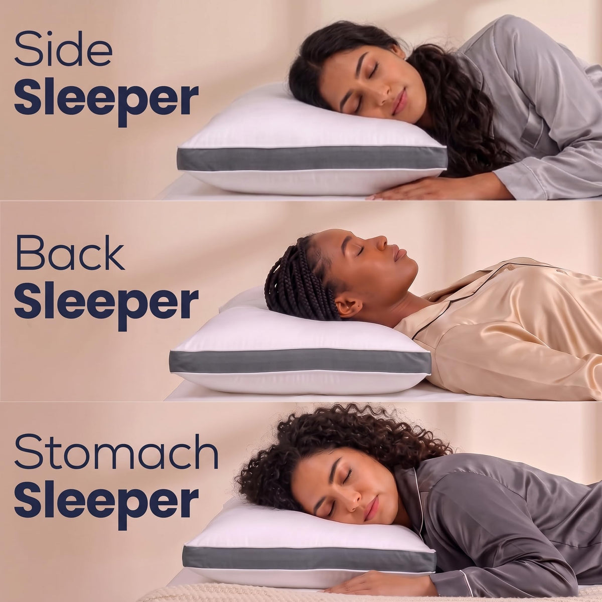 Utopia Bedding Gusset Bed Pillow, Hotel Pillows Queen Size Set of 2, Grey