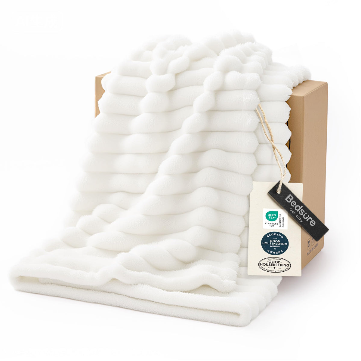 Bedsure Throw Blankets Room Decor - Women Birthday Gift, Soft Fluffy Fleece Cozy Fuzzy Plush Warm White Blanket for Couch Sofa Bed, Bedroom Livingroom Decor, Gifts for Friends, 50x60