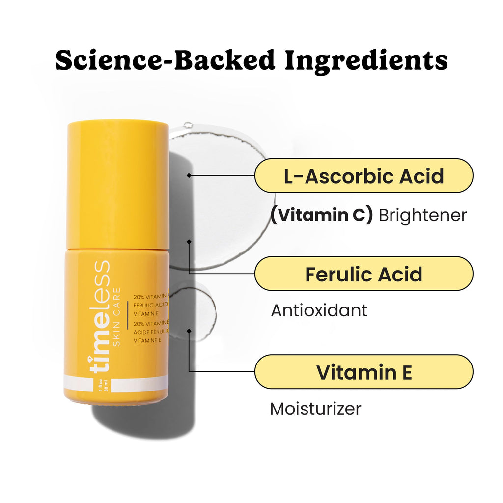 Timeless 20% Vitamin C + E Ferulic Acid Serum, Antioxidant, 30 ml