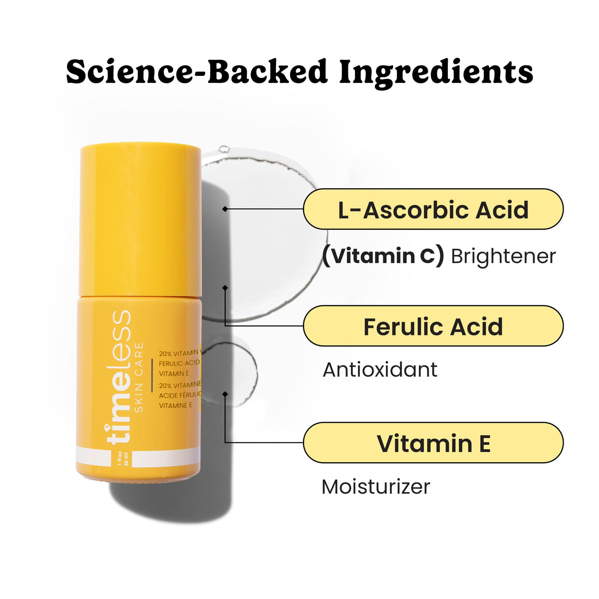 Timeless 20% Vitamin C + E Ferulic Acid Serum, Antioxidant, 30 ml