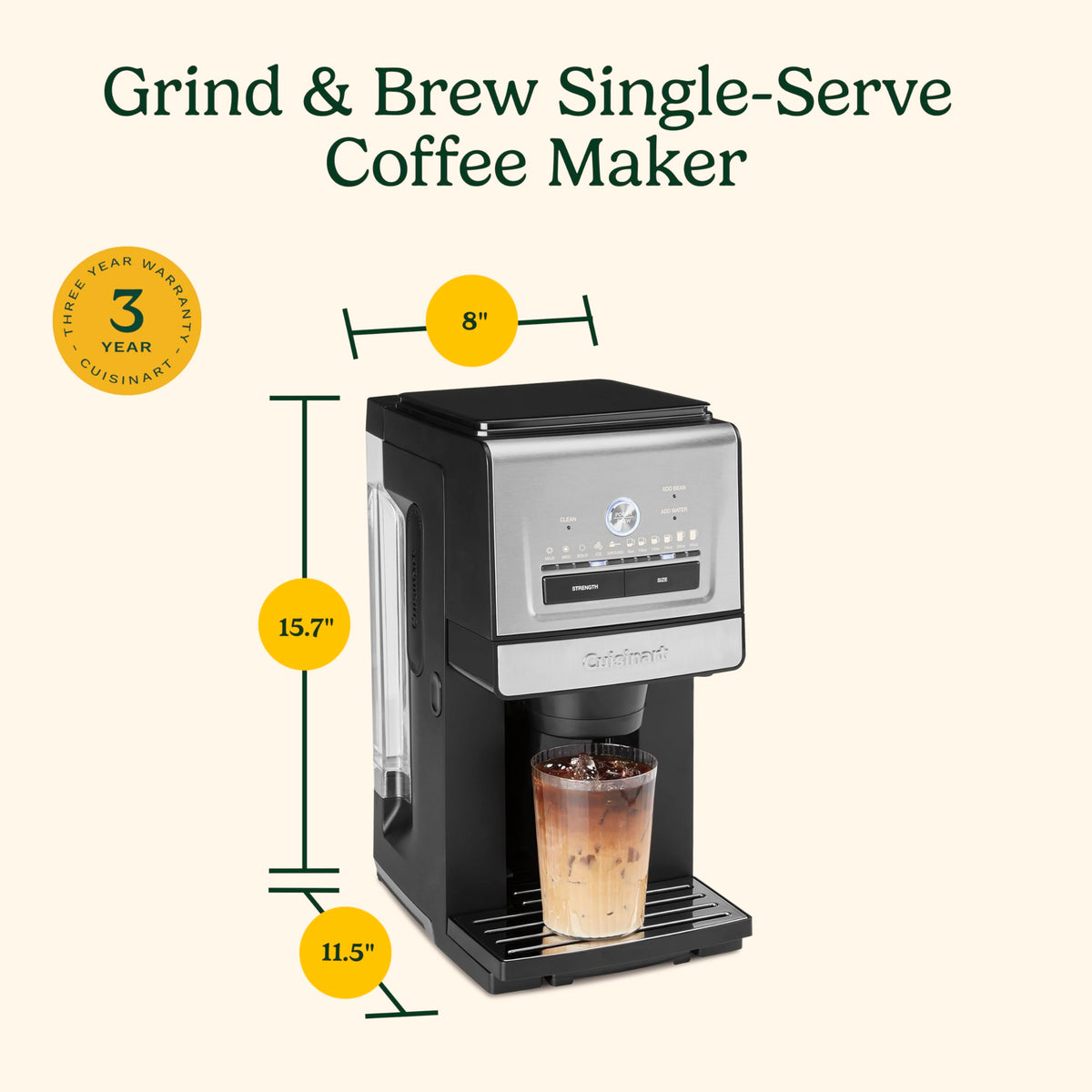 Cuisinart Coffee Maker, Programmable Grind & Brew, Iced & Hot, 8-24 oz