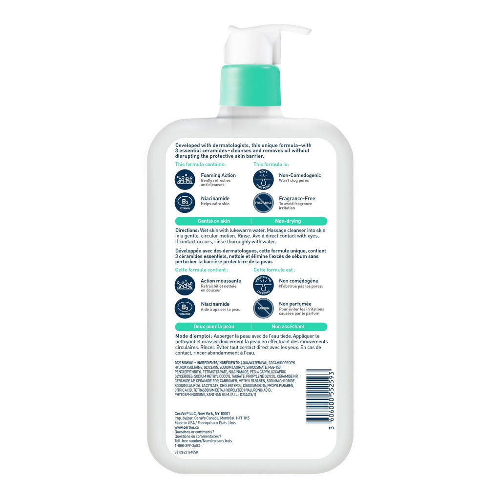 CeraVe Foaming Face Wash with Niacinamide & Hyaluronic Acid, 562mL