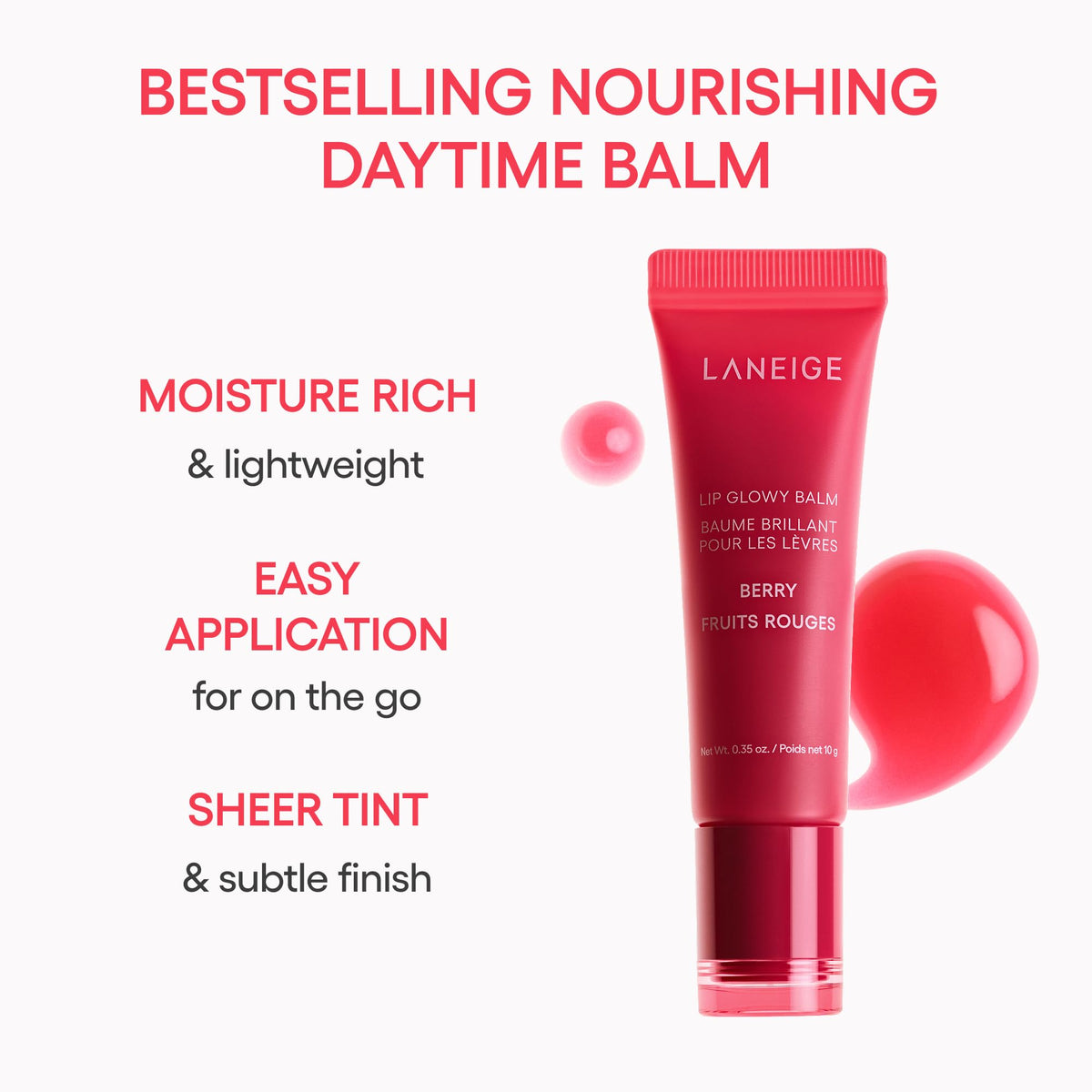 LANEIGE Lip Glowy Balm, Berry: Sheer Tinted Lip Moisturizer with Shea Butter, for Hydrating Shine & Soft Lips
