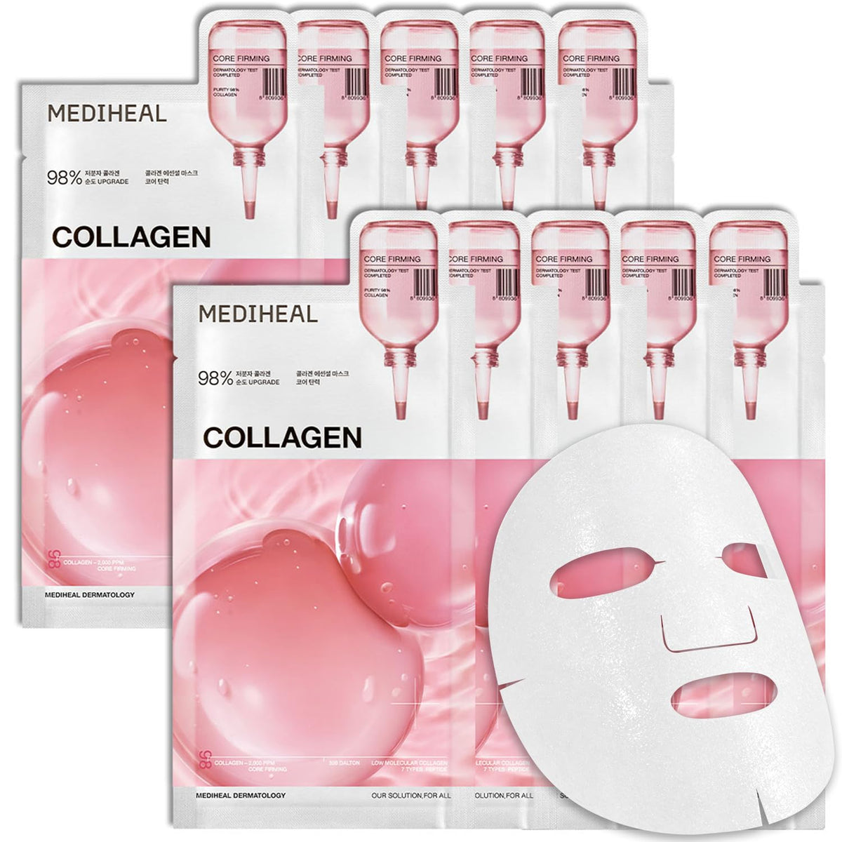 MEDIHEAL Collagen Essential Face Sheet Mask, Skin Firming (10ea)