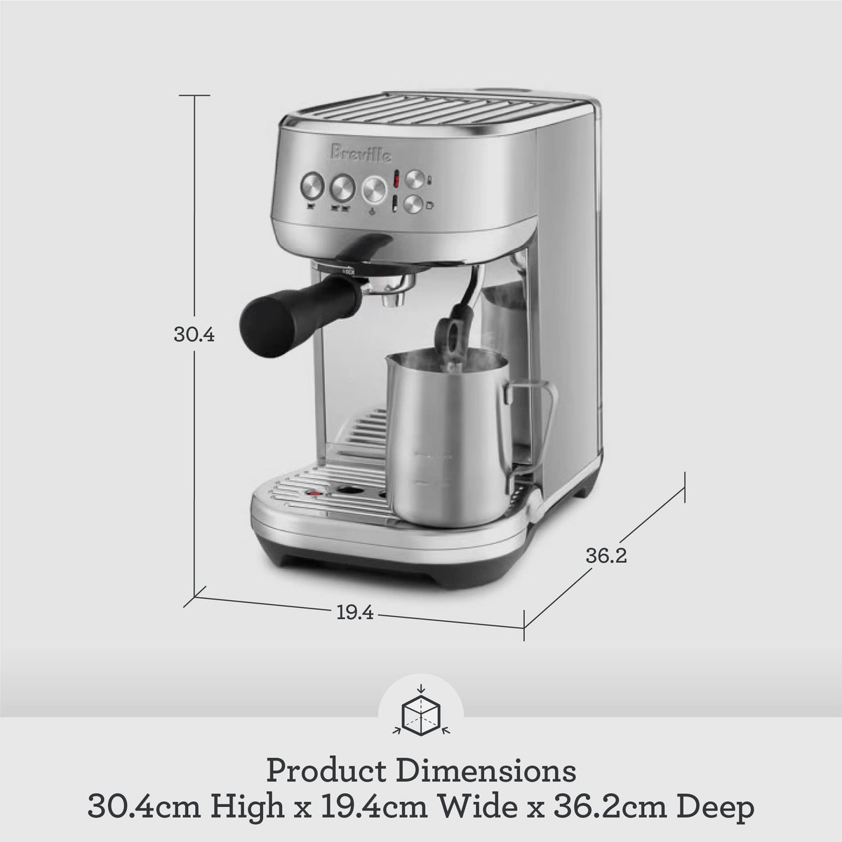 Breville BES500BSS Bambino Plus Espresso Machine, Brushed Stainless Steel