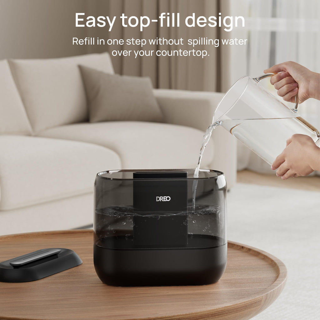 DREO Humidifiers for Bedroom 4L Top Fill Cool Wide Mist Outlet 36H Lasting