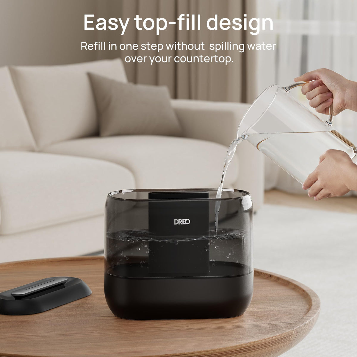 DREO Humidifiers for Bedroom 4L Top Fill Cool Wide Mist Outlet 36H Lasting