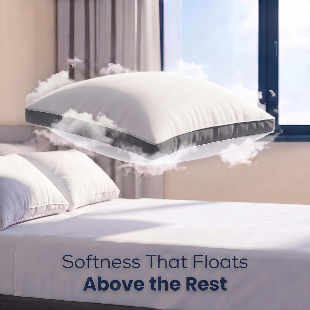 Utopia Bedding Gusset Bed Pillow, Hotel Pillows Queen Size Set of 2, Grey