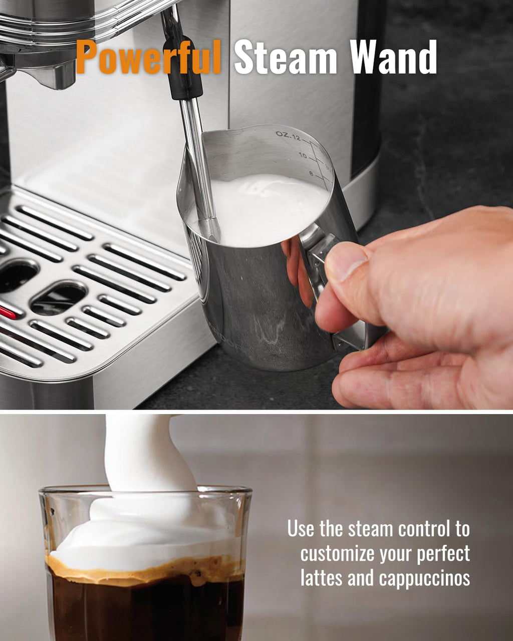 SHARDOR Espresso Machine with 20 Bar Pressure, Touchscreen Coffee Maker with Steam Wand Milk Frother, 45 Oz Water Tank, Adjustable Temperature for Cappuccino & Latte