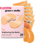 grace & stella New Brightening Eye Patches for Dark Circles (24 Pairs) - Vitamin C Under Eye Patches for Puffiness - Perfect Gifts for Women & Morning Skin Care Routine, Vegan Cruelty Free