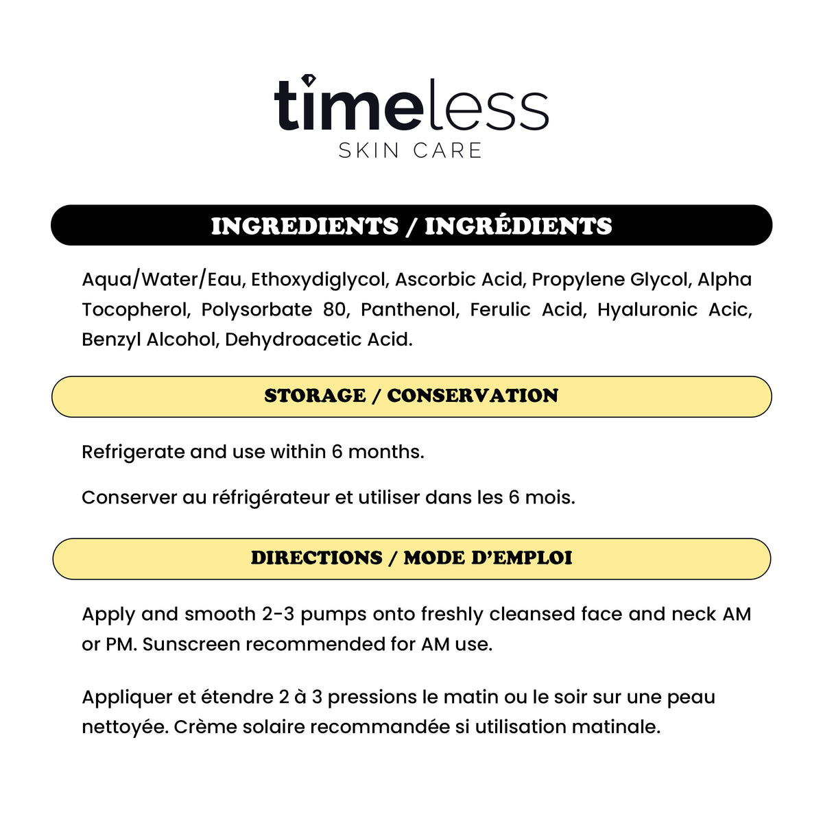 Timeless 20% Vitamin C + E Ferulic Acid Serum, Antioxidant, 30 ml