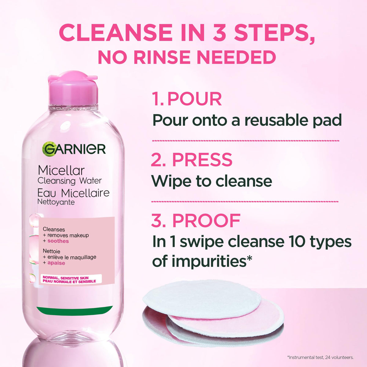 Garnier Micellar Water, Gentle and Hydrating Facial Cleanser & Makeup Remover, Suitable for Sensitive Skin, Vegan, Cruelty Free, Fragrance Free, 700ml