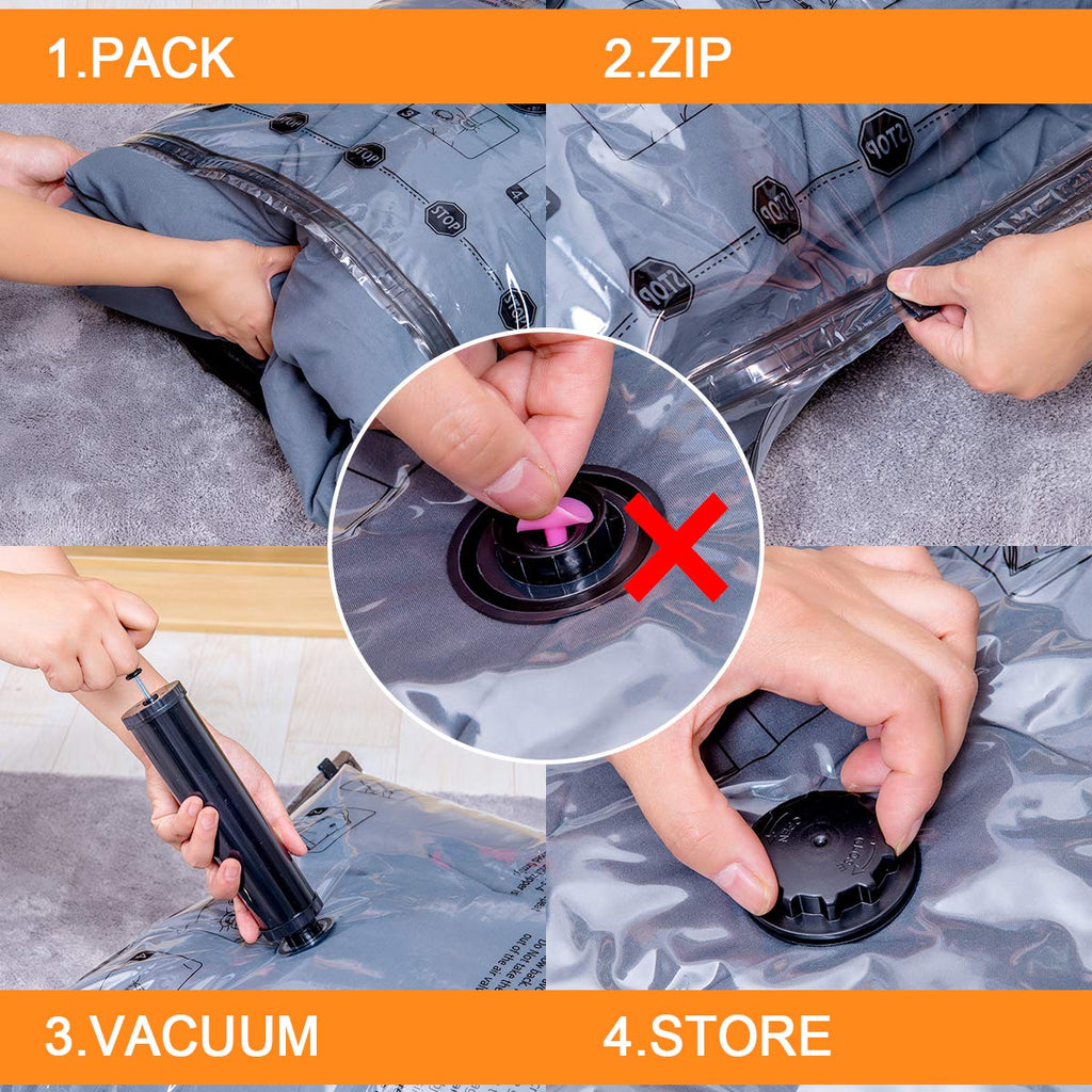 GONGSHI Vacuum Storage Bags (3 x Jumbo, 3 x Large, 3 x Medium, 3 x Small), Space Saver Sealer Compression Bags with Travel Hand Pump