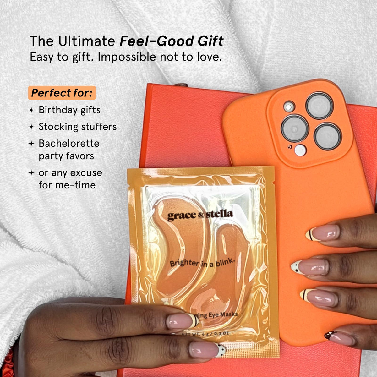 grace & stella New Brightening Eye Patches for Dark Circles (24 Pairs) - Vitamin C Under Eye Patches for Puffiness - Perfect Gifts for Women & Morning Skin Care Routine, Vegan Cruelty Free