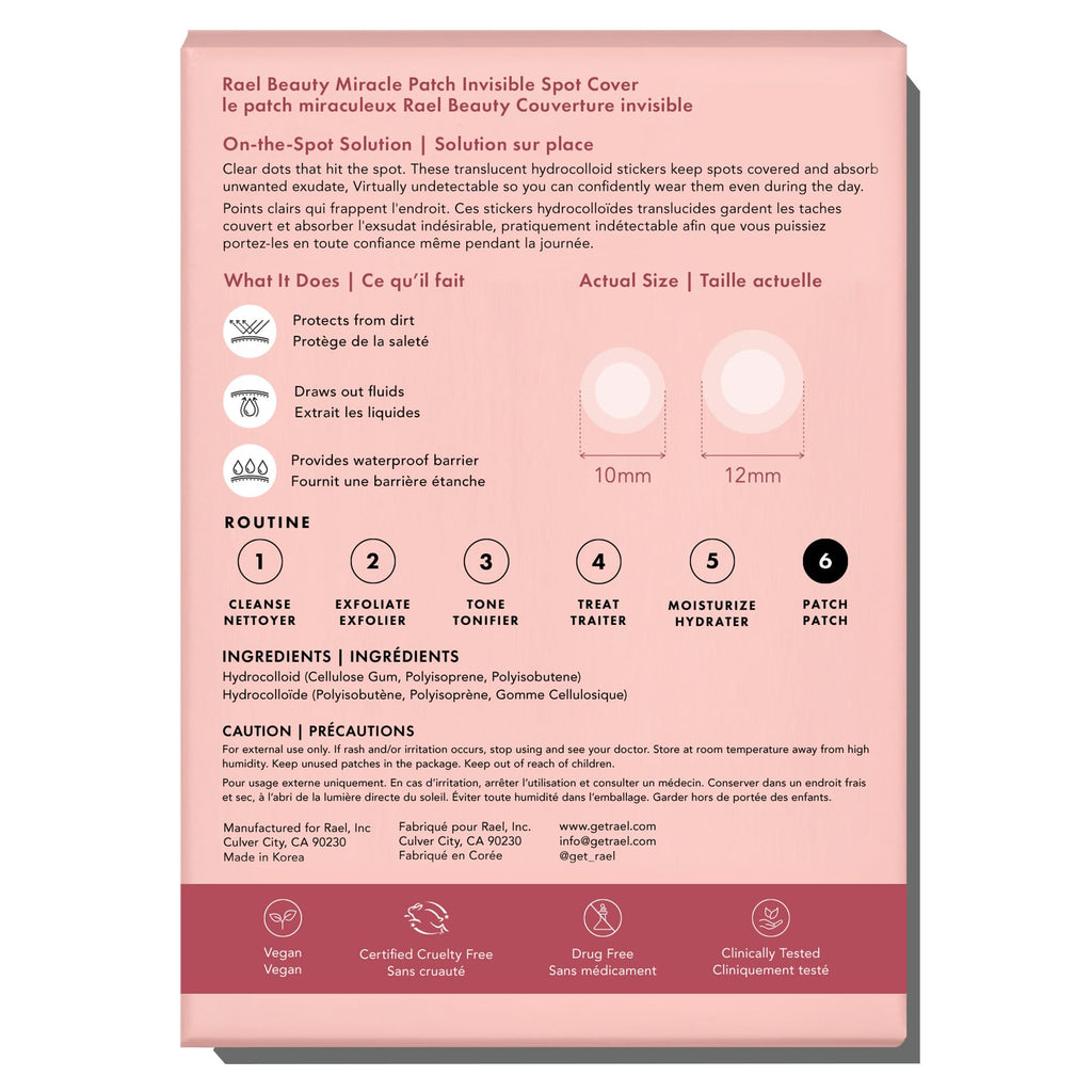 Rael Miracle Invisible Spot Cover Hydrocolloid Acne Pimple Patches (96 Ct)