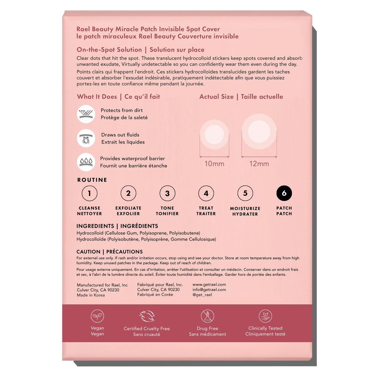 Rael Miracle Invisible Spot Cover Hydrocolloid Acne Pimple Patches (96 Ct)