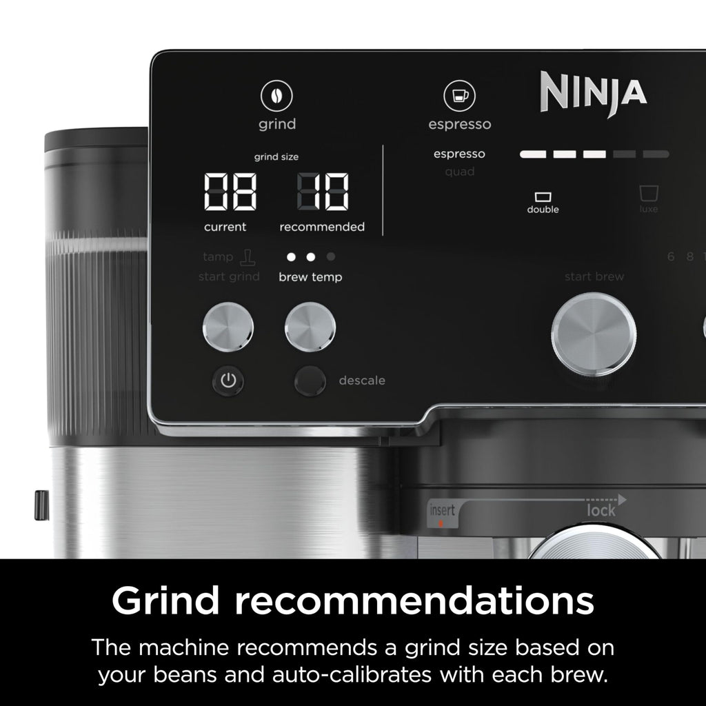 Ninja Luxe Café Essential Series, Espresso Machine and Drip Coffee Maker, Integrated Grinder, Assisted Tamper, Hands-Free Frother, for Cappuccinos and Lattes, Dairy or Non-Dairy. ES501C