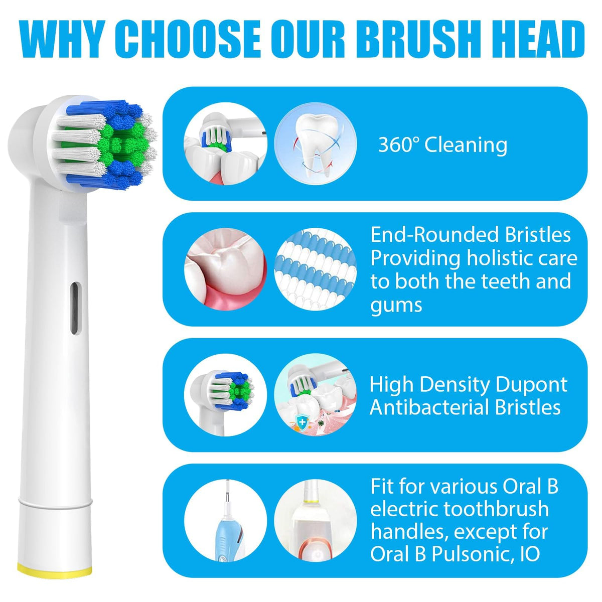 Replacement Toothbrush Heads Compatible with Oral B Braun 20 Pcs