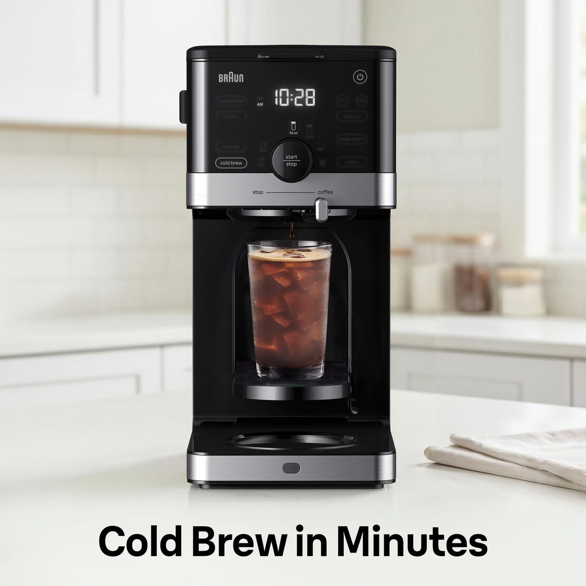 Braun OptiBrew Pro Drip Coffee Maker, Single Serve to 12 Cups, Milk Frother