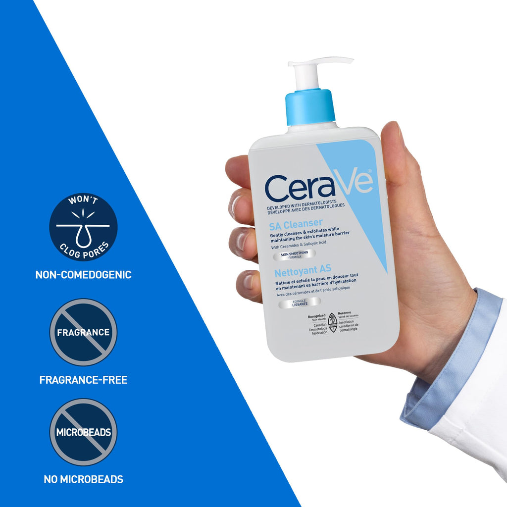CeraVe Salicylic Acid Cleanser, Renewing Exfoliating Face Wash With Vitamin D for Normal Skin, Fragrance Free, Verified by CeraVe, 473ml