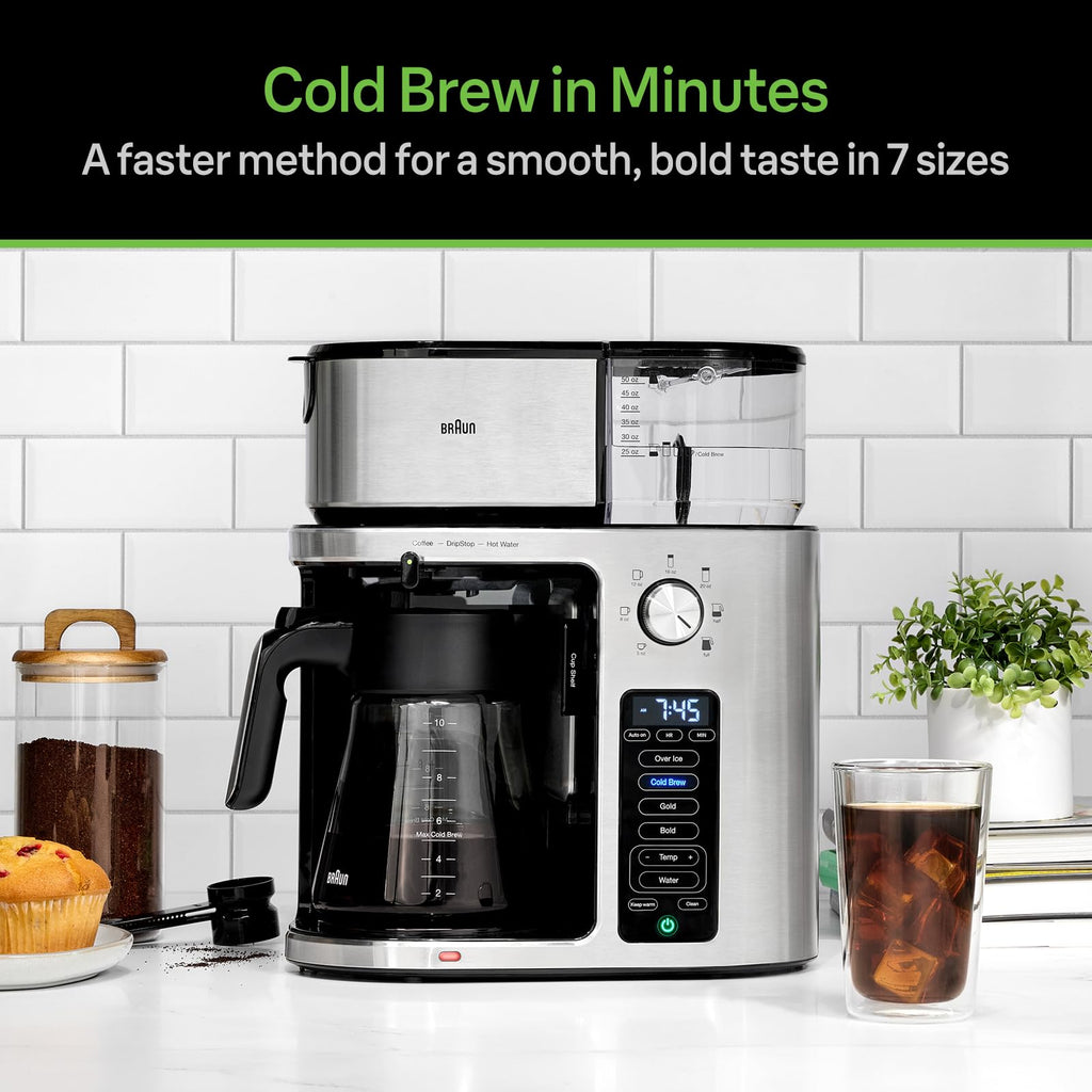 Braun MultiServe Plus 10-Cup Drip Coffee Maker, Hot Water Dispenser