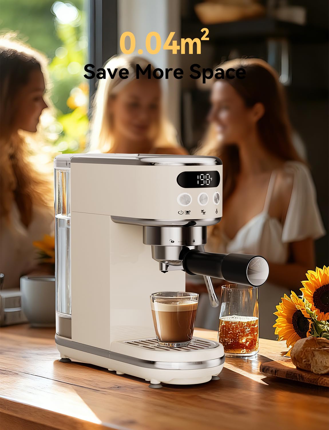 Neretva 20 Bar Espresso Machine Super Compact Espresso Coffee Machine-Beige