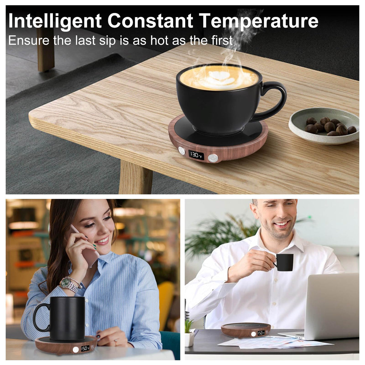 Mug Warmer Coffee Warmer for Desk with 3Temperature Control 130 ℉/150 ℉/176 ℉,2-12Hrs Auto Shut Off,Mug Warmer for Beverage, Coffe Cup Warmer for Home & Office Ideal for Coffee Lovers(Woodgrain Color)