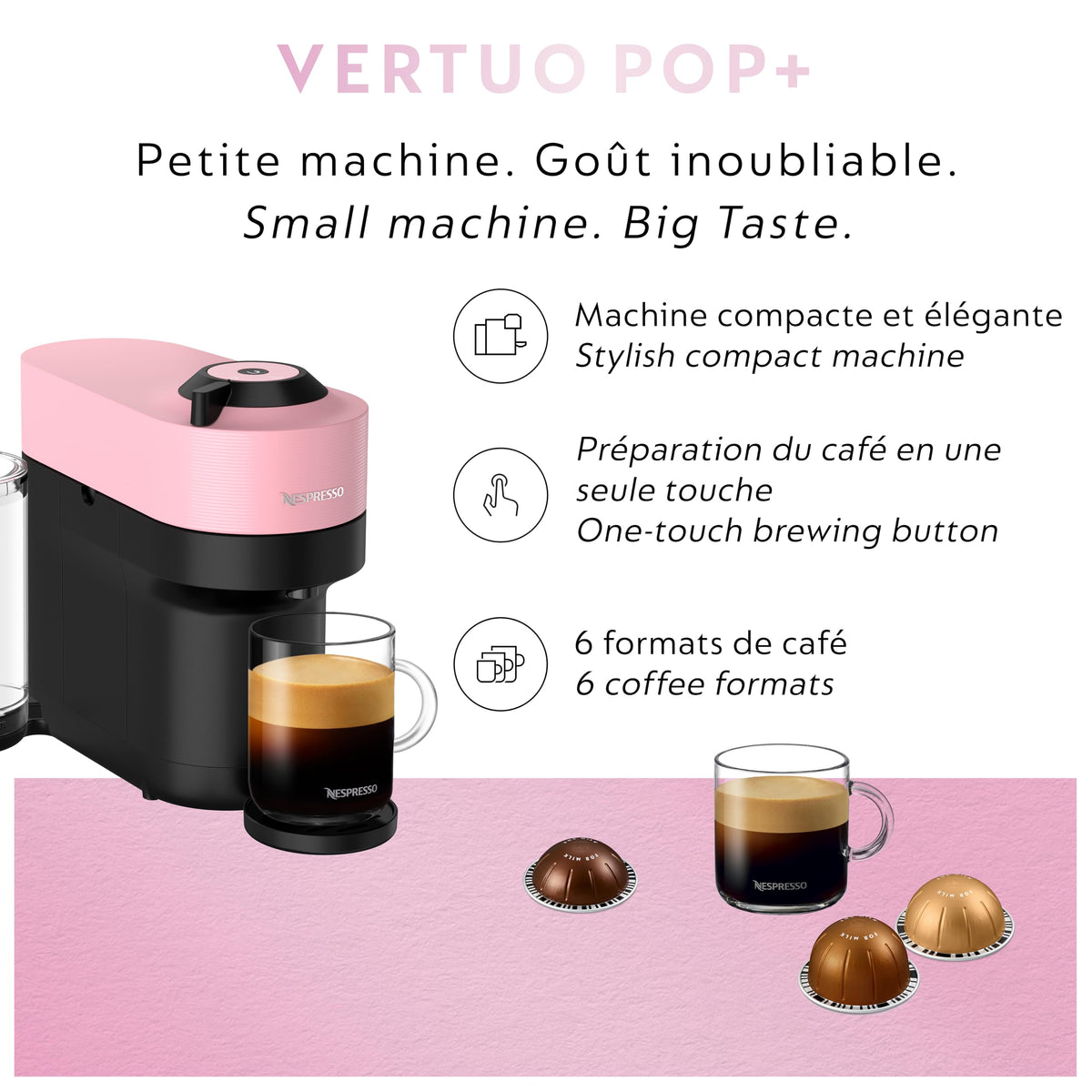 Nespresso Vertuo Pop+ Pod Coffee & Espresso Machine Pink