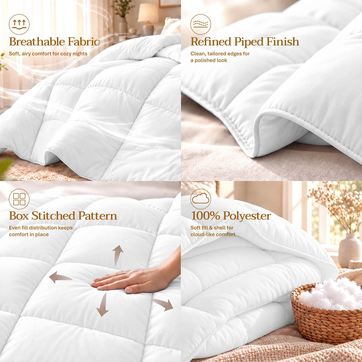 Utopia Bedding Duvet Insert, Comforters Queen Size 88 x 88 Inches, White