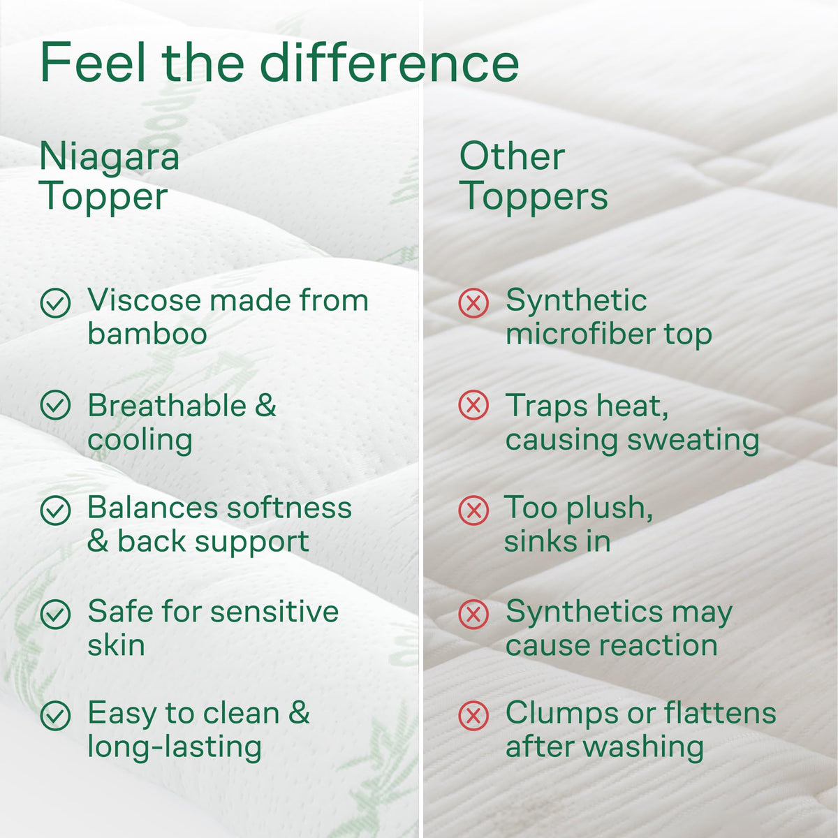 Bamboo Mattress Topper Queen Size - Thick Cooling Breathable Pillow Top Mattress Pad for Back Pain Relief - Deep Pocket Topper Fits 8-20 Inches (60x80 Inches, Green)