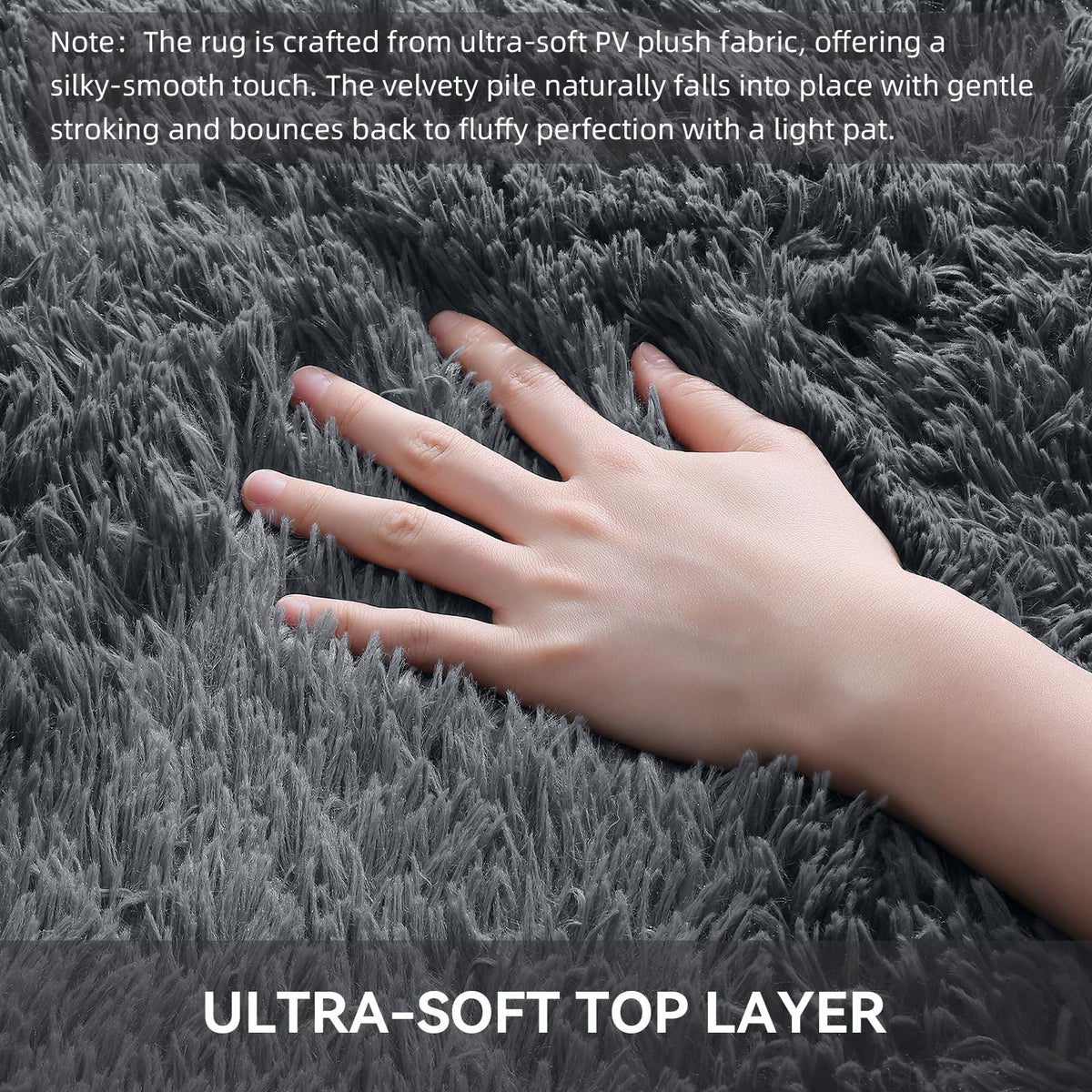 OLANLY 4x5.9 Fluffy Soft Area Rugs for Bedrooms Grey Washable Rug