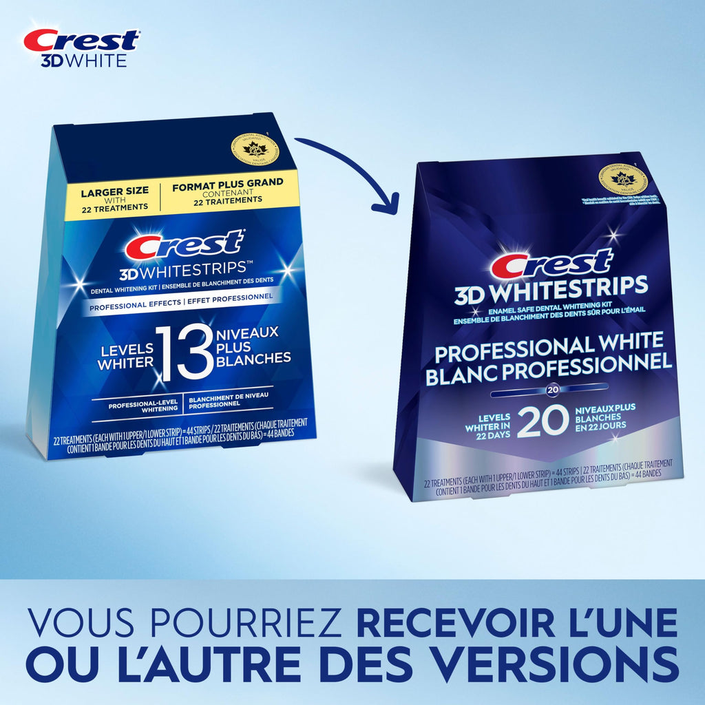 Crest 3D Whitestrips Professional White At-Home Teeth Whitening Kit, 22 Treatments, 20 Levels Whiter