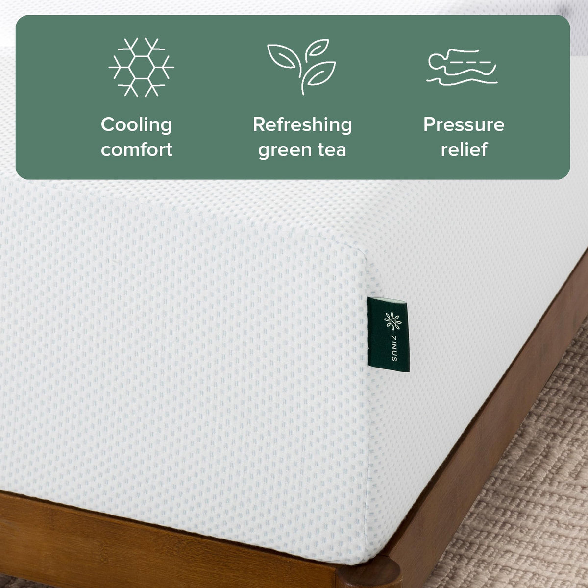 Zinus Full Mattress, 10 Inch Green Tea Cooling Gel Memory Foam, Mattress in a Box, CertiPUR-US Certified with Pressure Relief Cool Sleep, 10 Years Warranty, Full Size