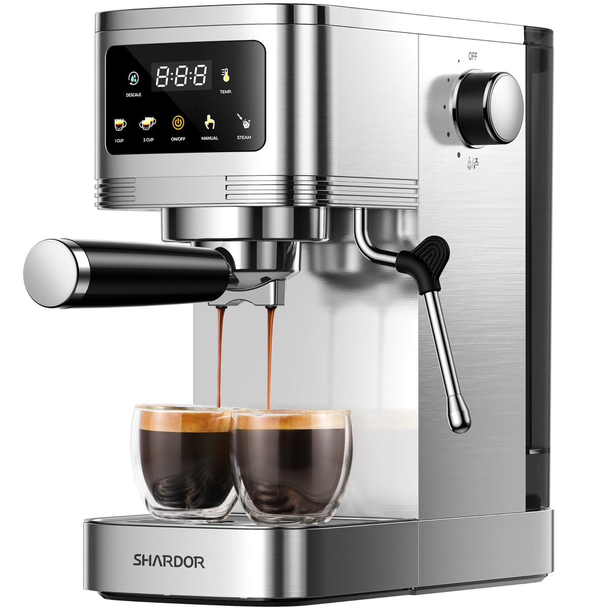 SHARDOR Espresso Machine with 20 Bar Pressure, Touchscreen Coffee Maker with Steam Wand Milk Frother, 45 Oz Water Tank, Adjustable Temperature for Cappuccino & Latte