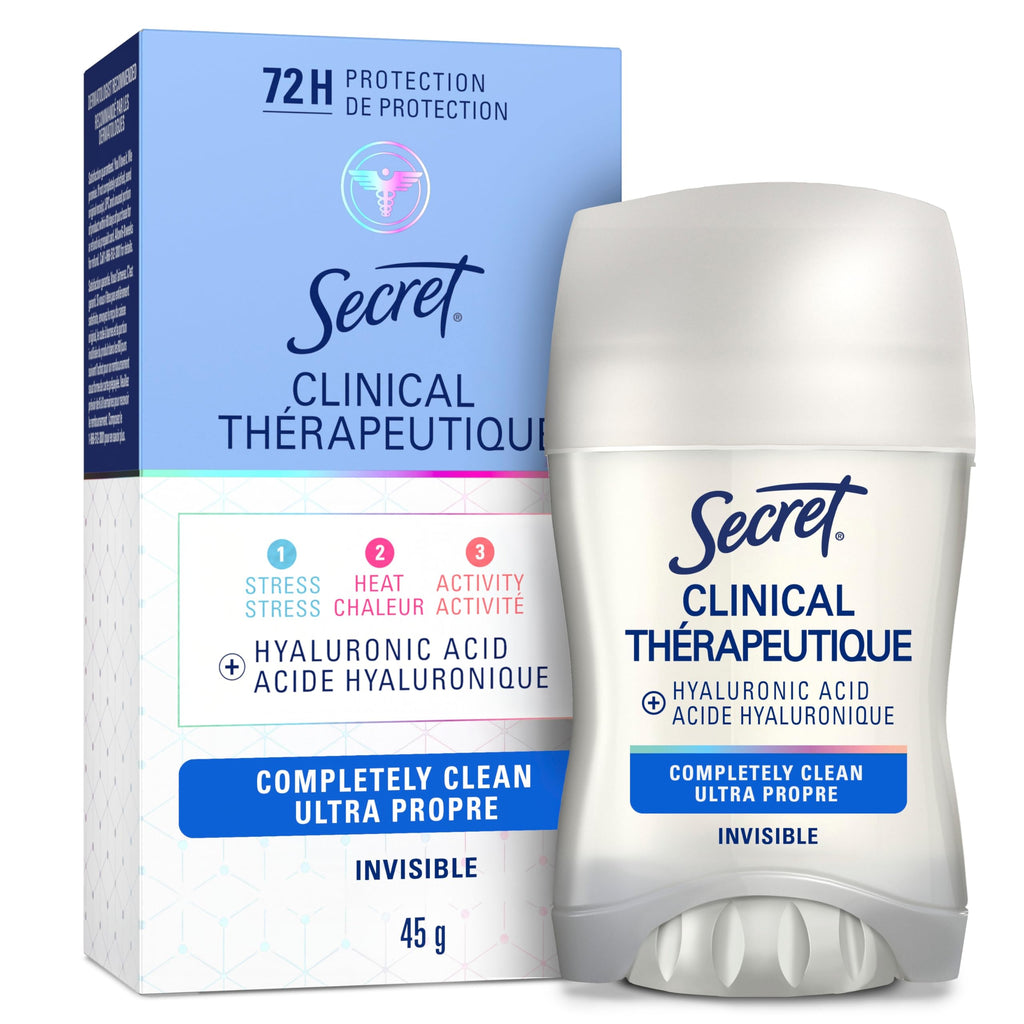 Secret Clinical Strength Invisible Solid Antiperspirant and Deodorant, Completely Clean, 45 g