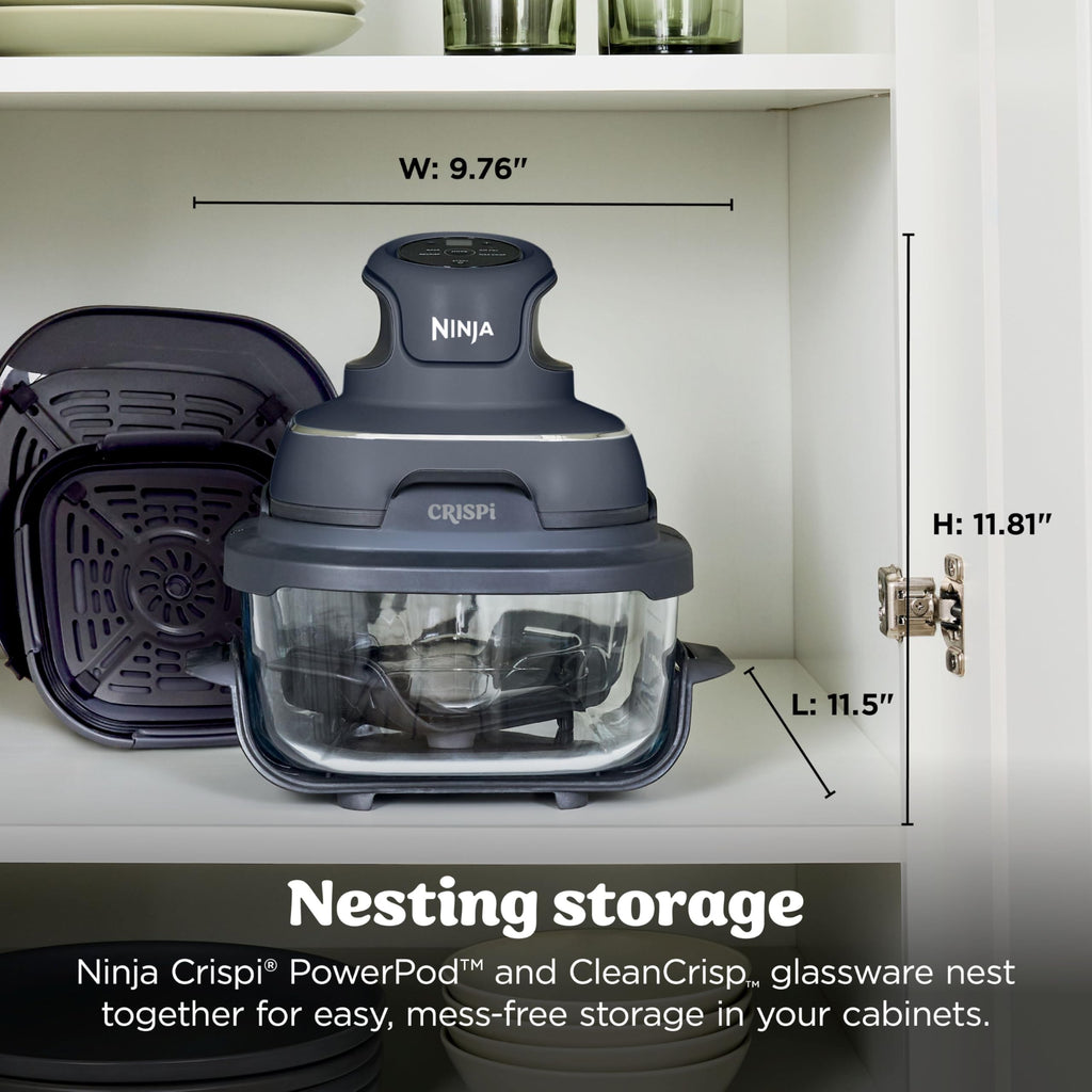 Ninja Crispi Glass Air Fryer, 4-in-1, Grey, FN101CGY